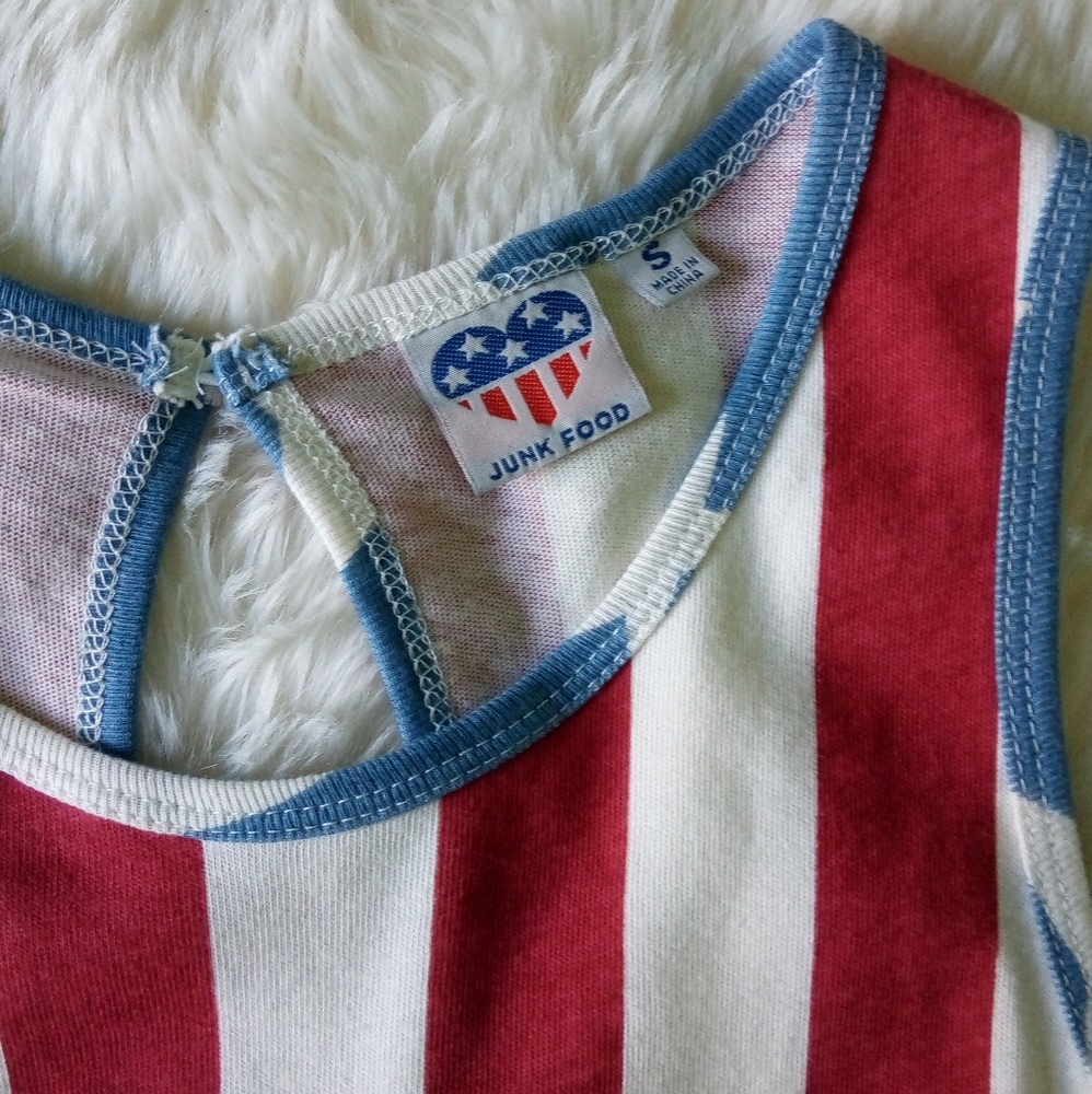 JunkFood Patriotic American Flag Print Romper - Picture 2 of 8